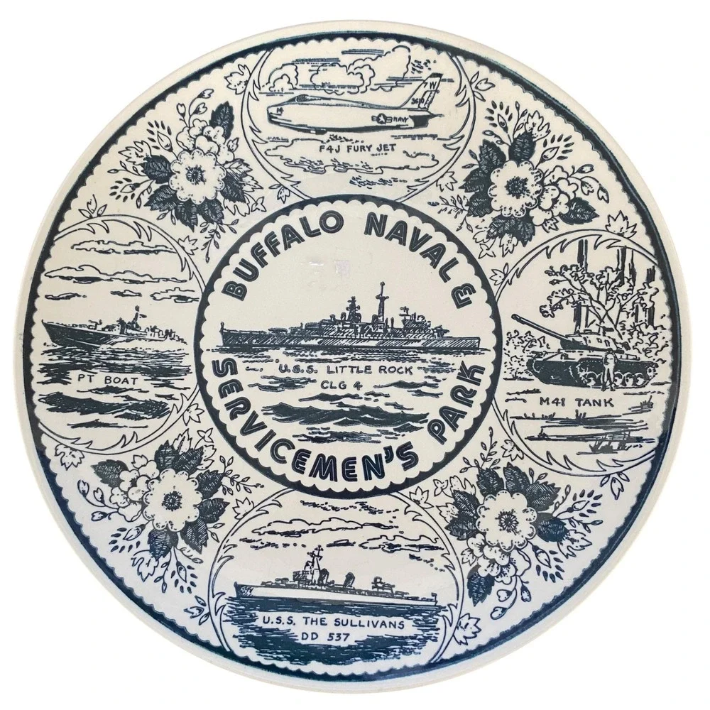 Buffalo Naval Servicemens Park Souvenir Plate USS Little Rock Ironstone 9.25in